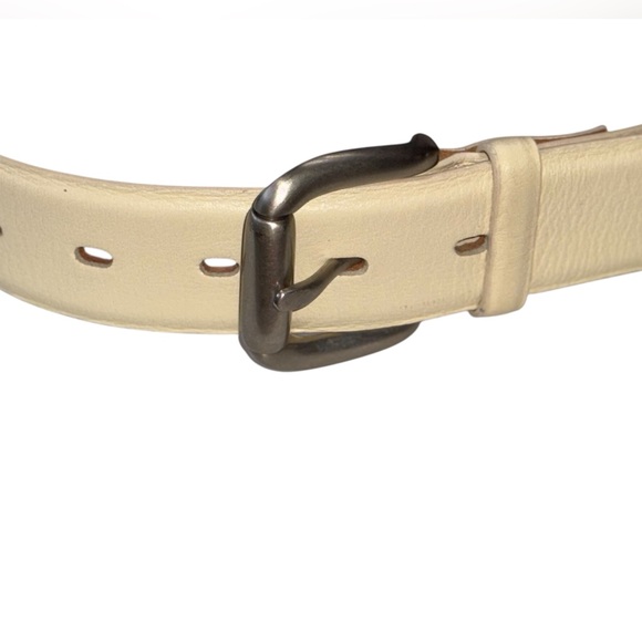 Vintage Albatros Cream Genuine Leather Belt Made in Italy Sz M EUROMETAL Buckle - Picture 4 of 9